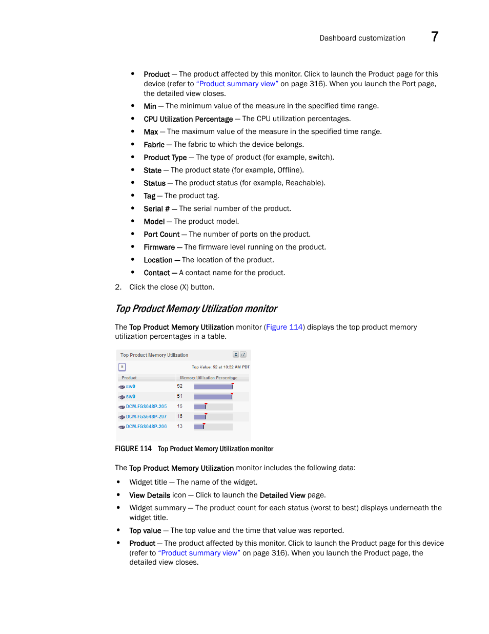 Top product memory utilization monitor | Brocade Network Advisor SAN + IP User Manual v12.3.0 User Manual | Page 375 / 2702