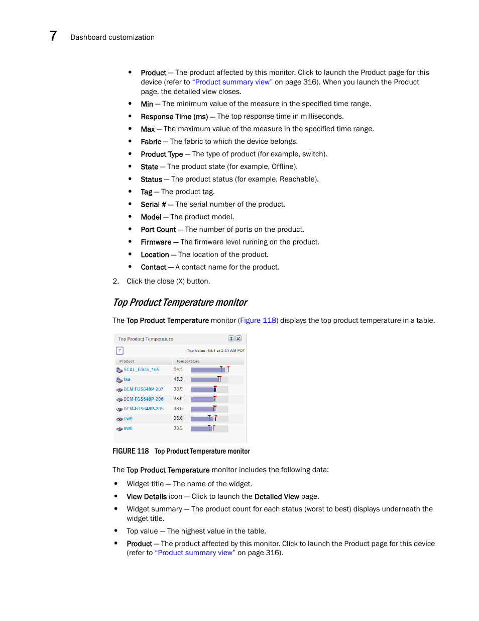 Top product temperature monitor | Brocade Network Advisor SAN + IP User Manual v12.3.0 User Manual | Page 378 / 2702