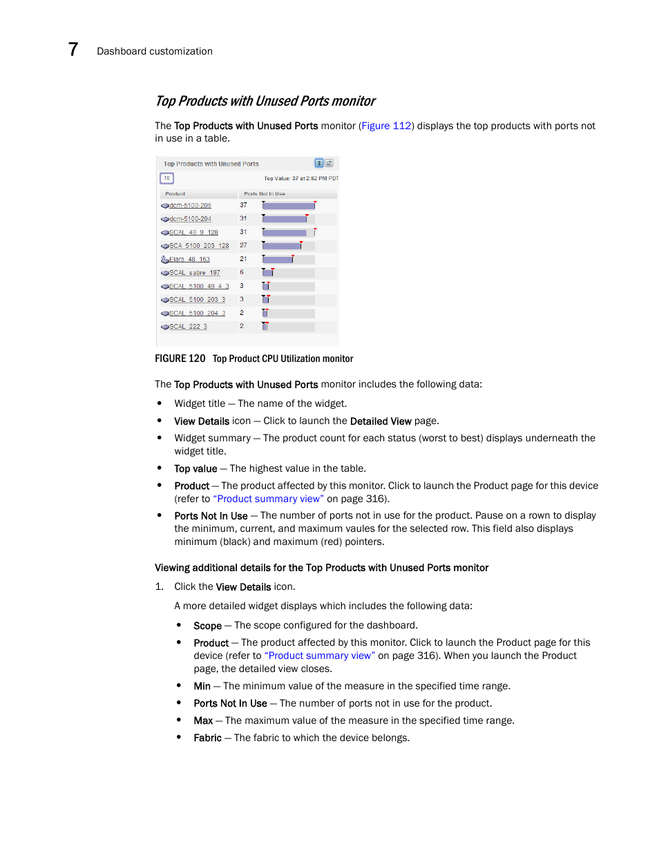 Top products with unused ports monitor | Brocade Network Advisor SAN + IP User Manual v12.3.0 User Manual | Page 380 / 2702