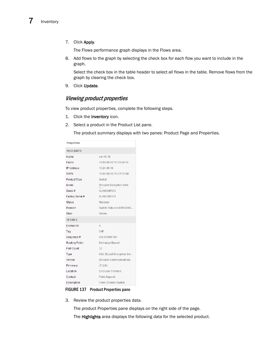 Viewing product properties | Brocade Network Advisor SAN + IP User Manual v12.3.0 User Manual | Page 396 / 2702