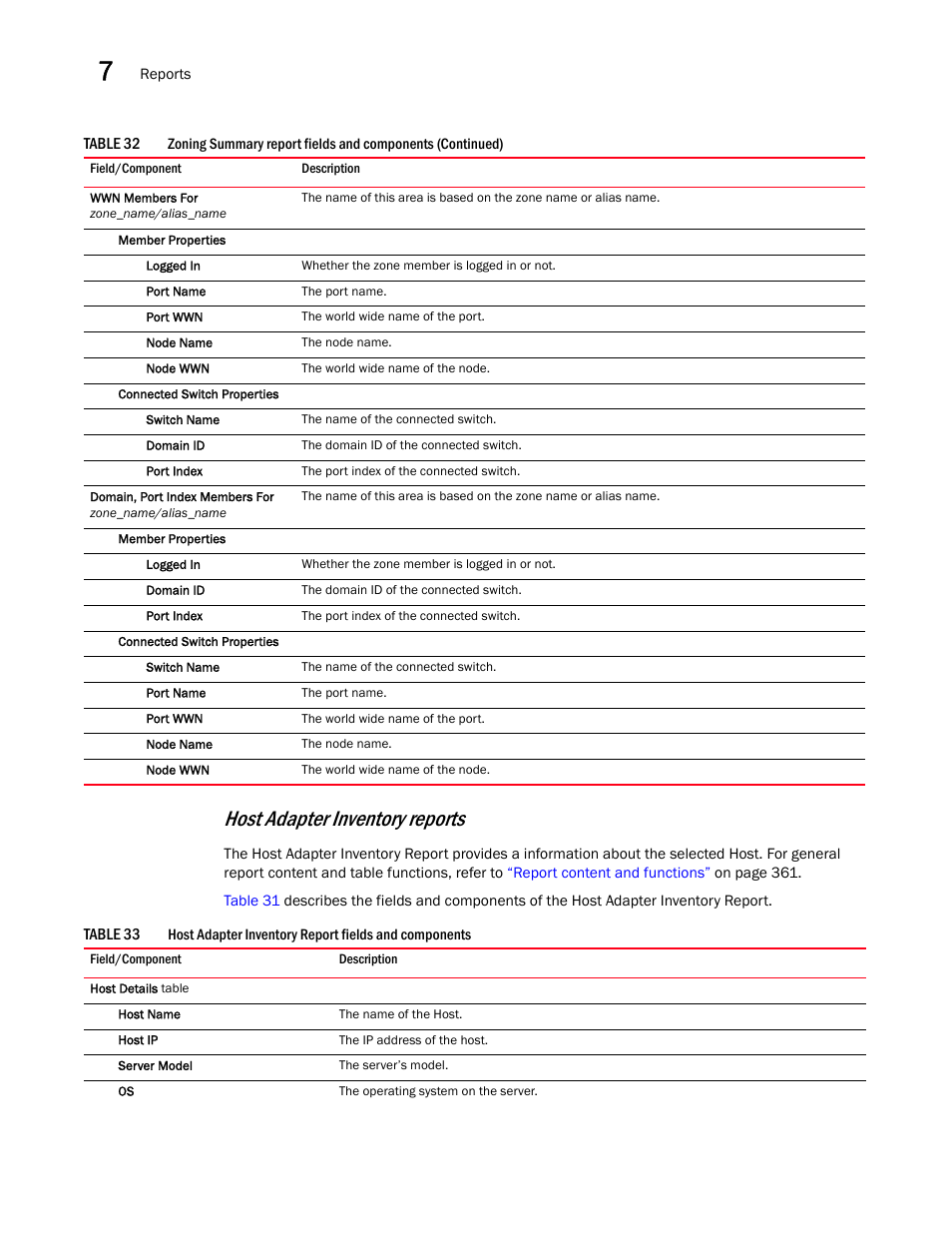 Host adapter inventory reports | Brocade Network Advisor SAN + IP User Manual v12.3.0 User Manual | Page 430 / 2702