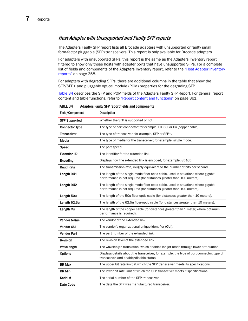 Host, Adapter with unsupported and faulty sfp reports | Brocade Network Advisor SAN + IP User Manual v12.3.0 User Manual | Page 432 / 2702