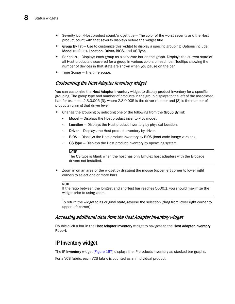 Ip inventory widget, Customizing the host adapter inventory widget | Brocade Network Advisor SAN + IP User Manual v12.3.0 User Manual | Page 460 / 2702