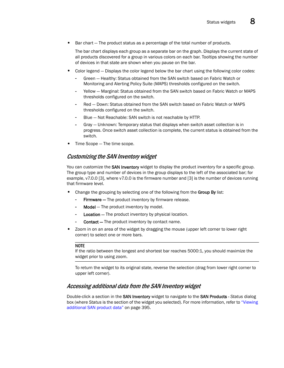 Customizing the san inventory widget | Brocade Network Advisor SAN + IP User Manual v12.3.0 User Manual | Page 465 / 2702