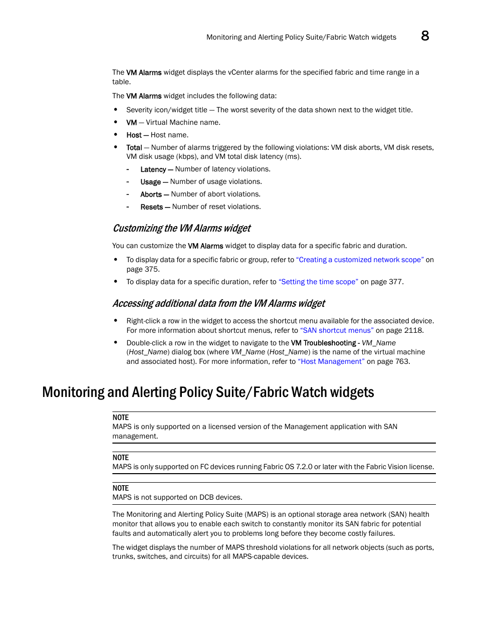 Customizing the vm alarms widget | Brocade Network Advisor SAN + IP User Manual v12.3.0 User Manual | Page 469 / 2702