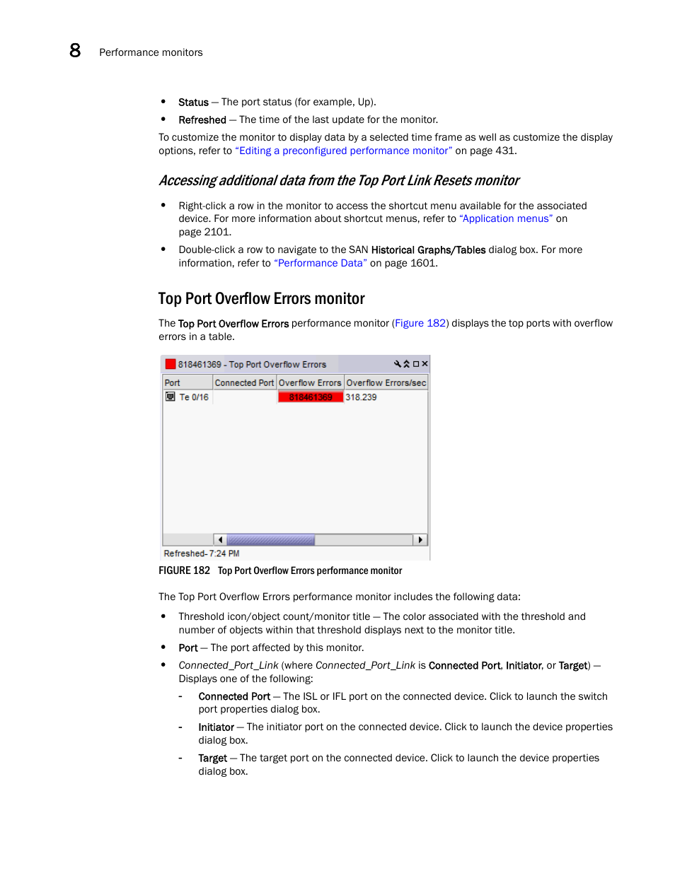 Top port overflow errors monitor | Brocade Network Advisor SAN + IP User Manual v12.3.0 User Manual | Page 488 / 2702