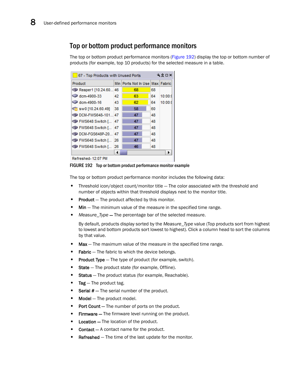 Top or bottom product performance monitors | Brocade Network Advisor SAN + IP User Manual v12.3.0 User Manual | Page 508 / 2702