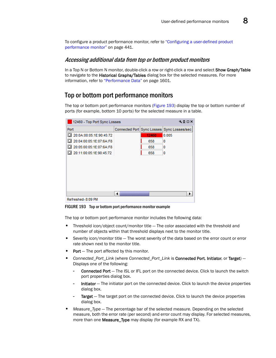 Top or bottom port performance monitors | Brocade Network Advisor SAN + IP User Manual v12.3.0 User Manual | Page 509 / 2702