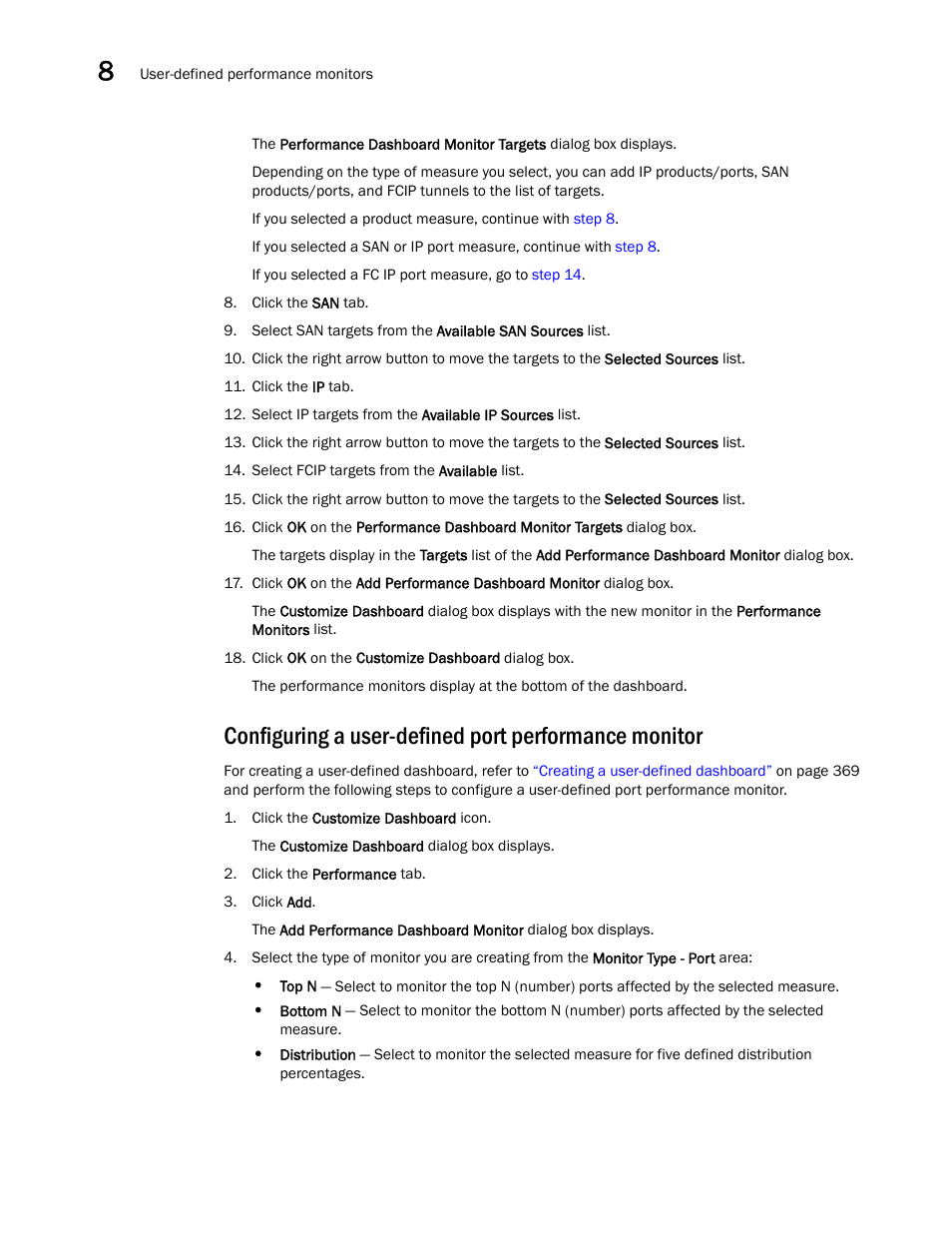 Configuring a user-defined port performance, Monitor | Brocade Network Advisor SAN + IP User Manual v12.3.0 User Manual | Page 516 / 2702