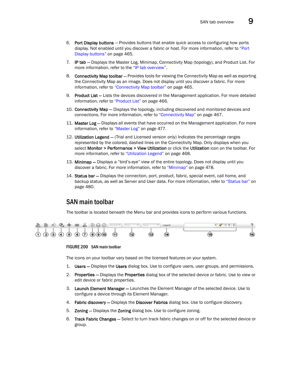 San main toolbar | Brocade Network Advisor SAN + IP User Manual v12.3.0 User Manual | Page 535 / 2702