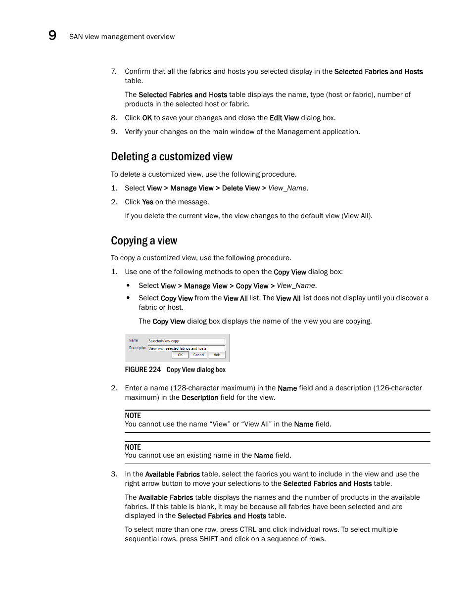 Deleting a customized view, Copying a view | Brocade Network Advisor SAN + IP User Manual v12.3.0 User Manual | Page 576 / 2702