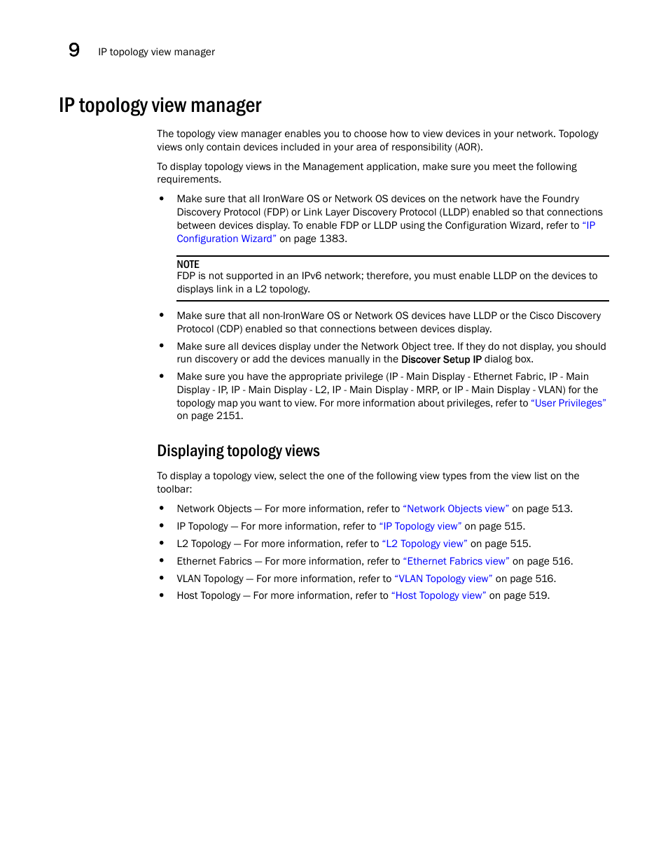 Ip topology view manager, Displaying topology views | Brocade Network Advisor SAN + IP User Manual v12.3.0 User Manual | Page 584 / 2702