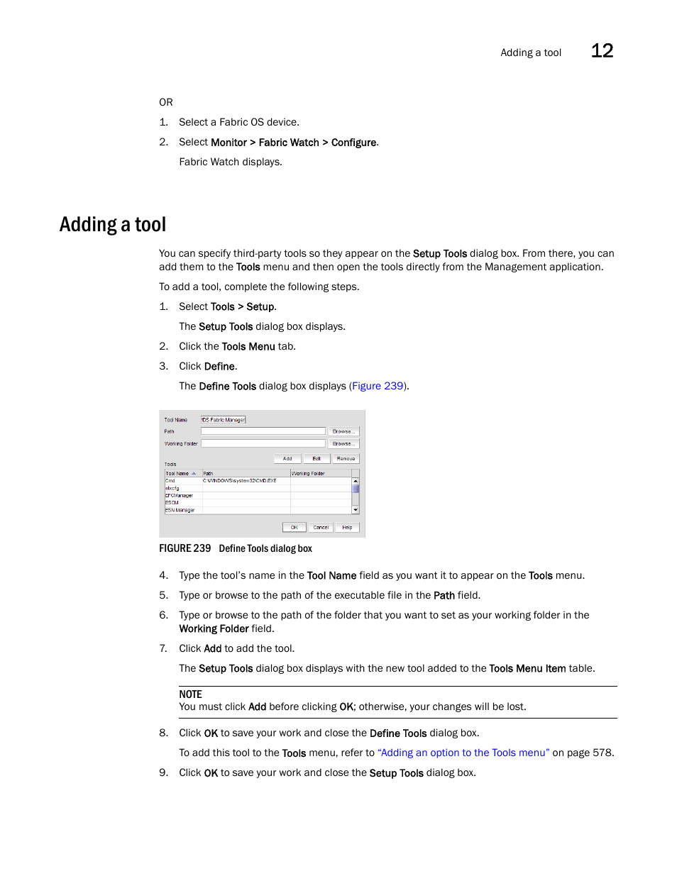 Adding a tool | Brocade Network Advisor SAN + IP User Manual v12.3.0 User Manual | Page 649 / 2702