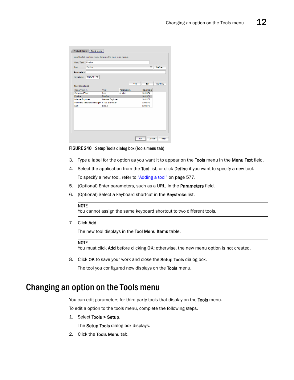 Changing an option on the tools menu | Brocade Network Advisor SAN + IP User Manual v12.3.0 User Manual | Page 651 / 2702