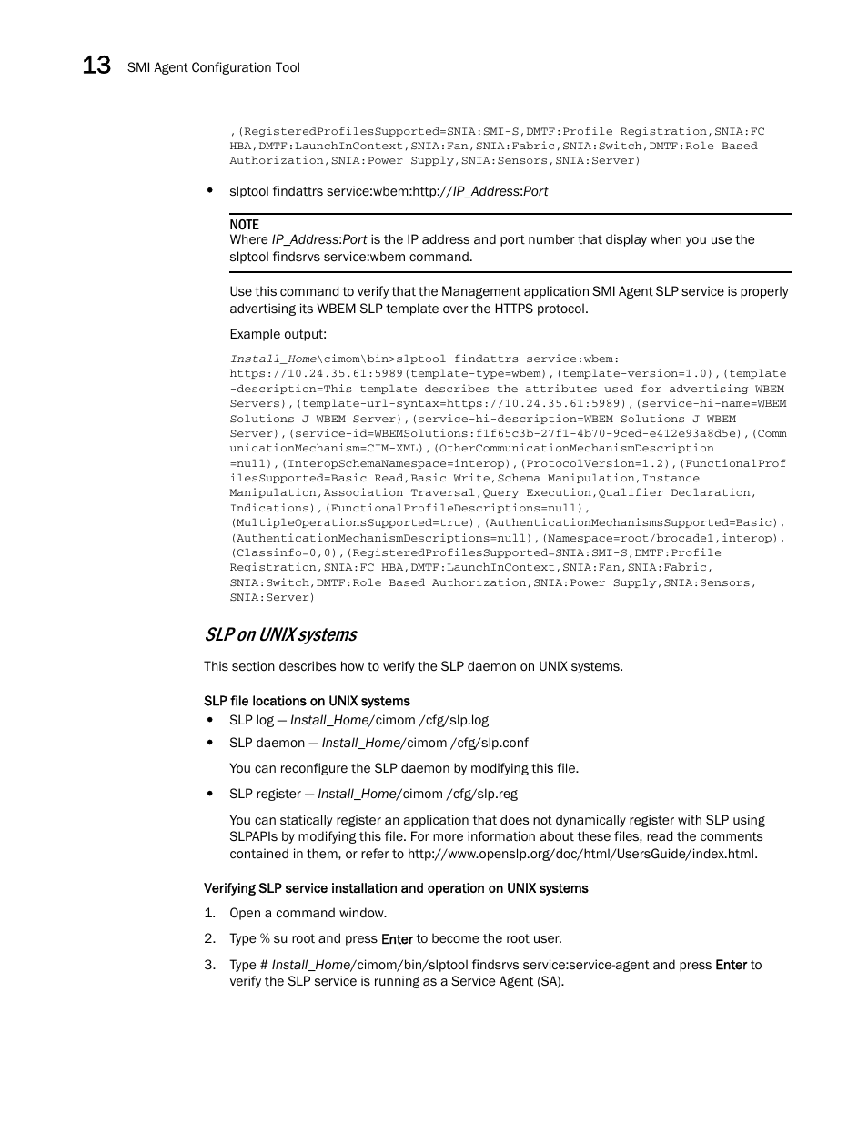 Slp on unix systems | Brocade Network Advisor SAN + IP User Manual v12.3.0 User Manual | Page 692 / 2702