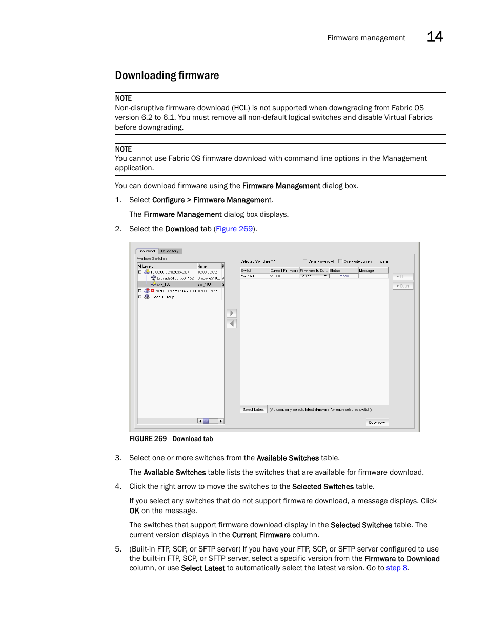 Downloading firmware | Brocade Network Advisor SAN + IP User Manual v12.3.0 User Manual | Page 729 / 2702