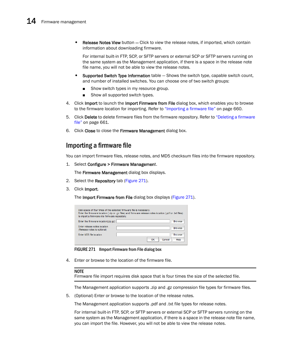 Importing a firmware file | Brocade Network Advisor SAN + IP User Manual v12.3.0 User Manual | Page 732 / 2702