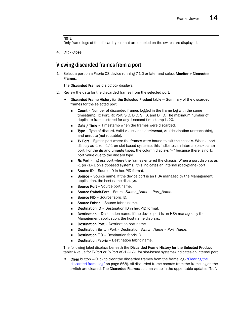 Viewing discarded frames from a port, Viewing, Discarded frames from a port | Brocade Network Advisor SAN + IP User Manual v12.3.0 User Manual | Page 739 / 2702