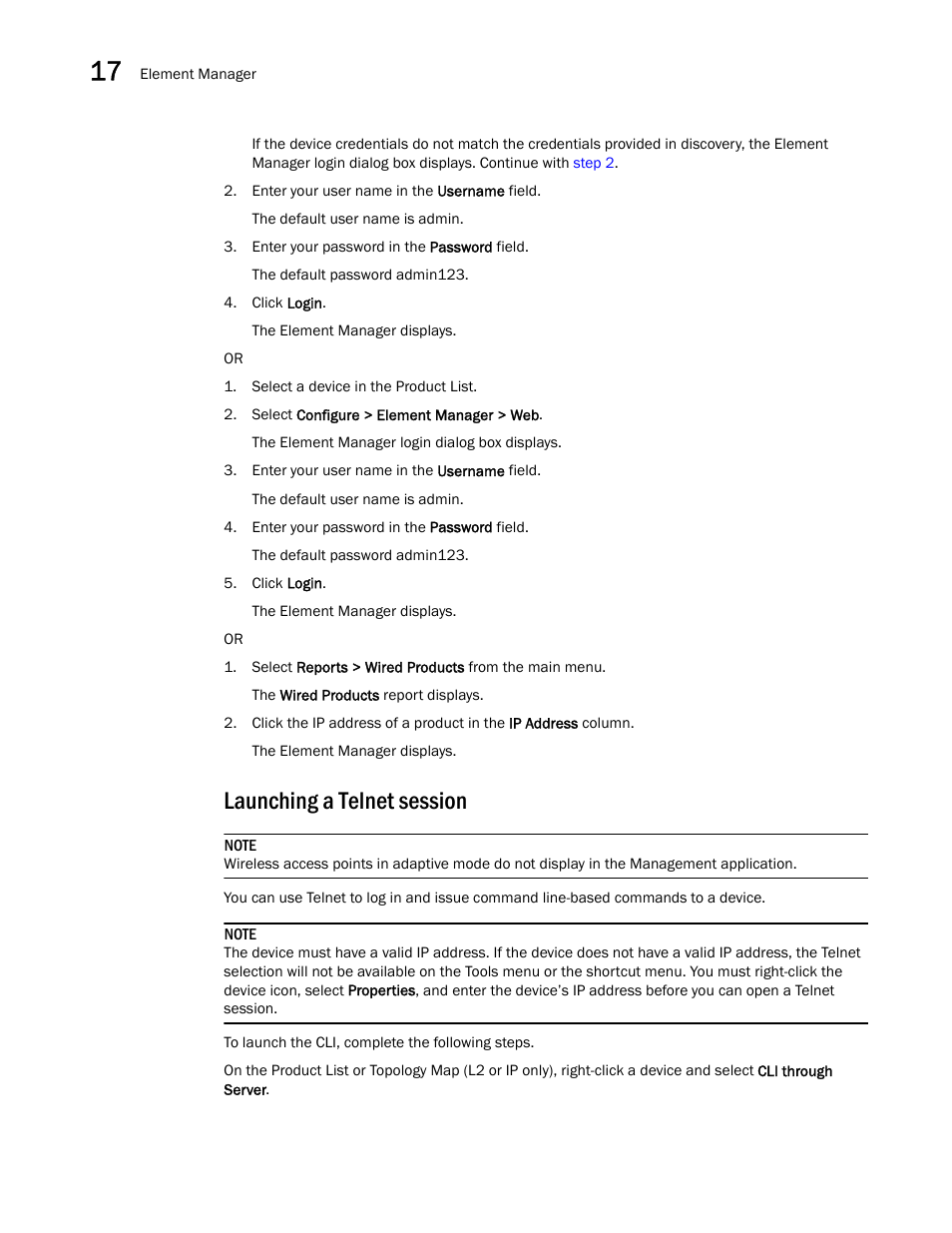 Launching a telnet session | Brocade Network Advisor SAN + IP User Manual v12.3.0 User Manual | Page 802 / 2702