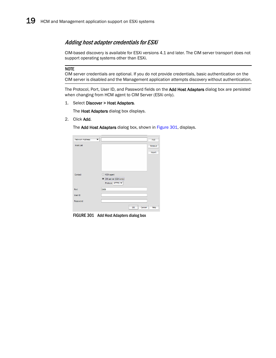 Adding host adapter credentials for esxi | Brocade Network Advisor SAN + IP User Manual v12.3.0 User Manual | Page 842 / 2702