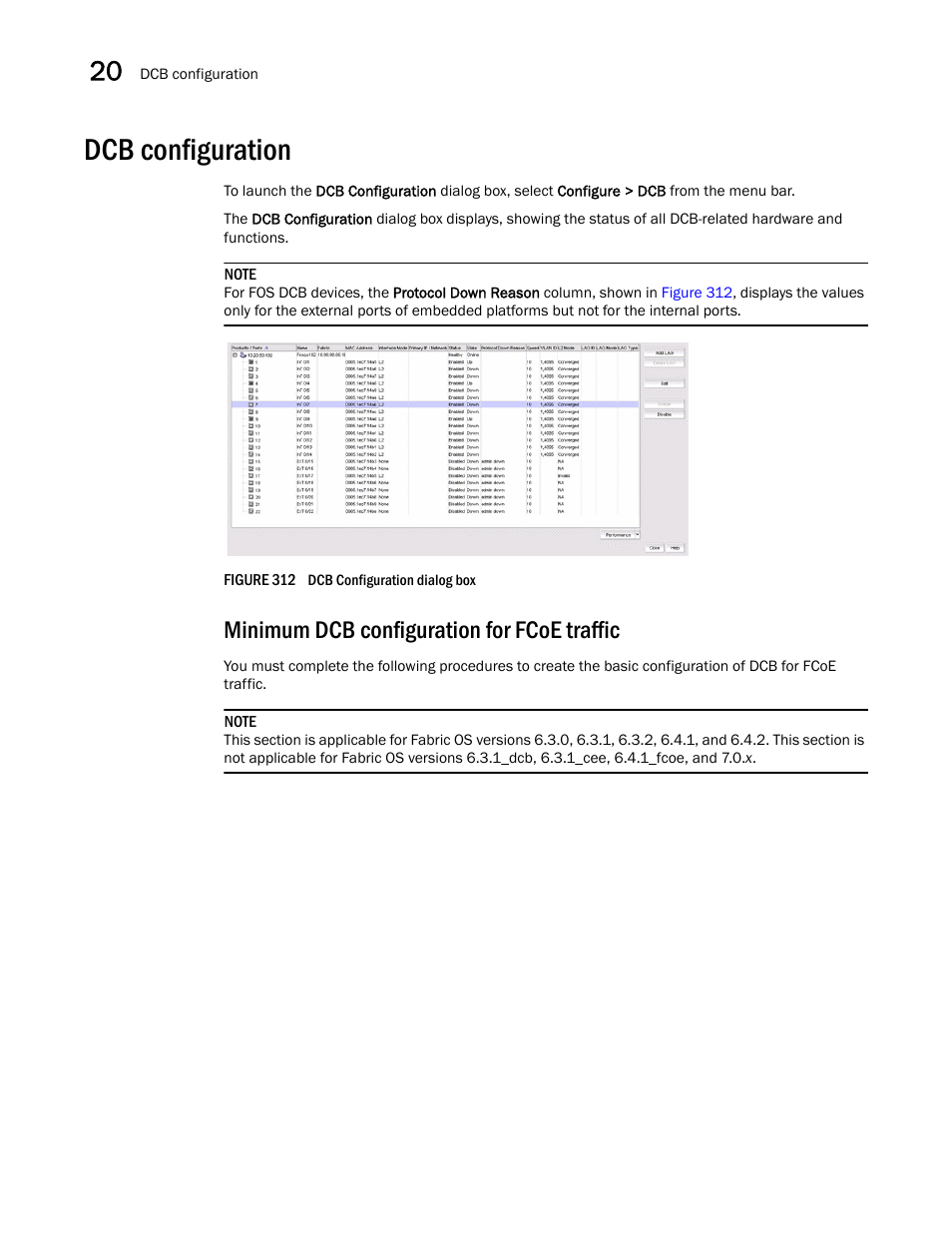 Dcb configuration, Minimum dcb configuration for fcoe traffic | Brocade Network Advisor SAN + IP User Manual v12.3.0 User Manual | Page 874 / 2702