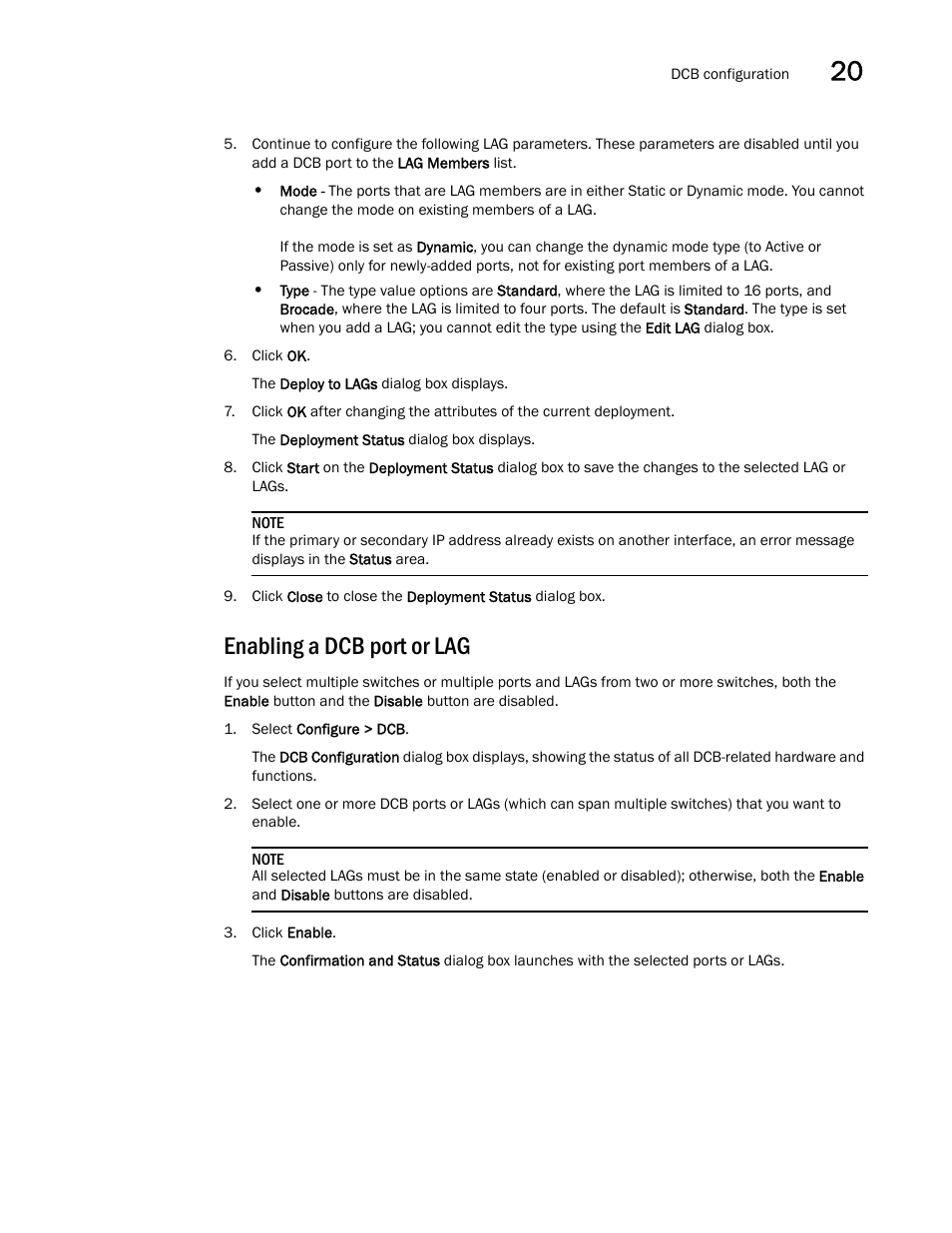 Enabling a dcb port or lag | Brocade Network Advisor SAN + IP User Manual v12.3.0 User Manual | Page 887 / 2702