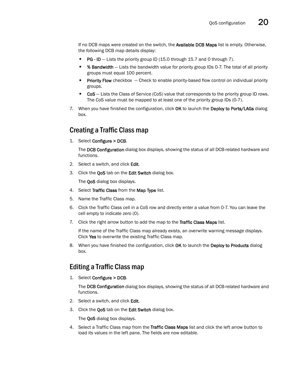 Creating a traffic class map, Editing a traffic class map | Brocade Network Advisor SAN + IP User Manual v12.3.0 User Manual | Page 893 / 2702