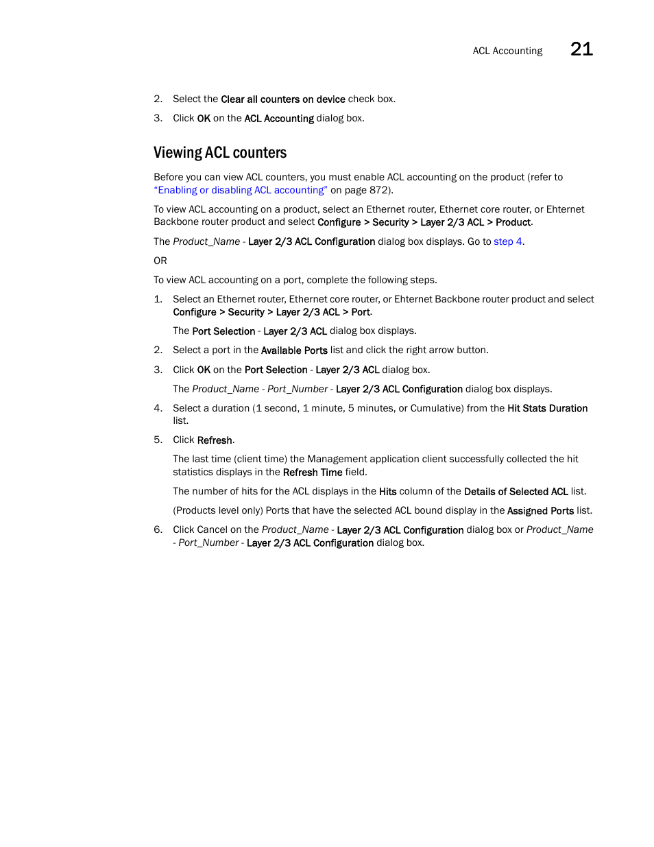 Viewing acl counters | Brocade Network Advisor SAN + IP User Manual v12.3.0 User Manual | Page 945 / 2702