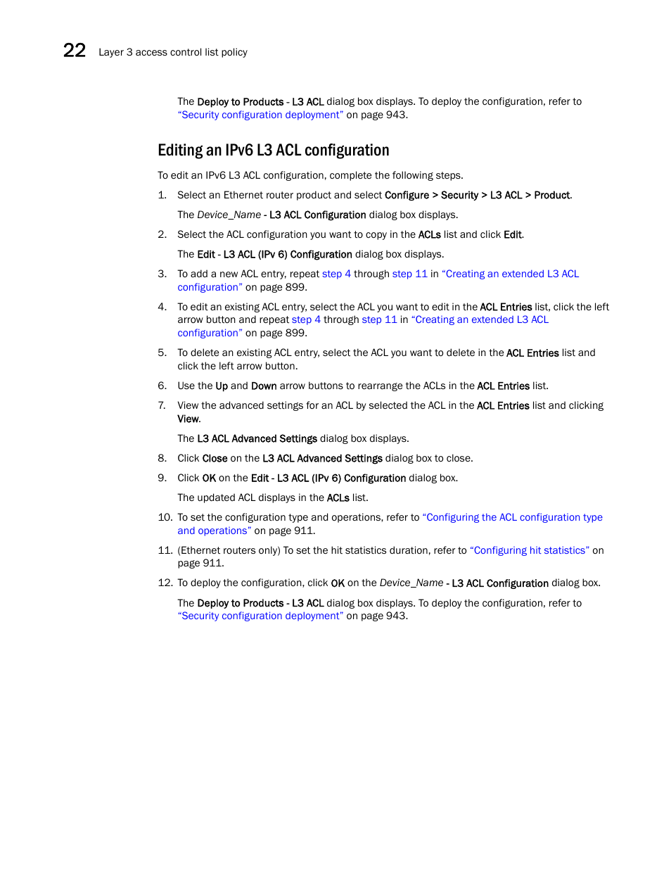 Editing an ipv6 l3 acl configuration | Brocade Network Advisor SAN + IP User Manual v12.3.0 User Manual | Page 978 / 2702