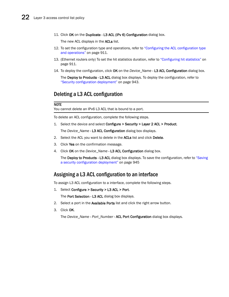 Deleting a l3 acl configuration, Assigning a l3 acl configuration to an interface | Brocade Network Advisor SAN + IP User Manual v12.3.0 User Manual | Page 980 / 2702