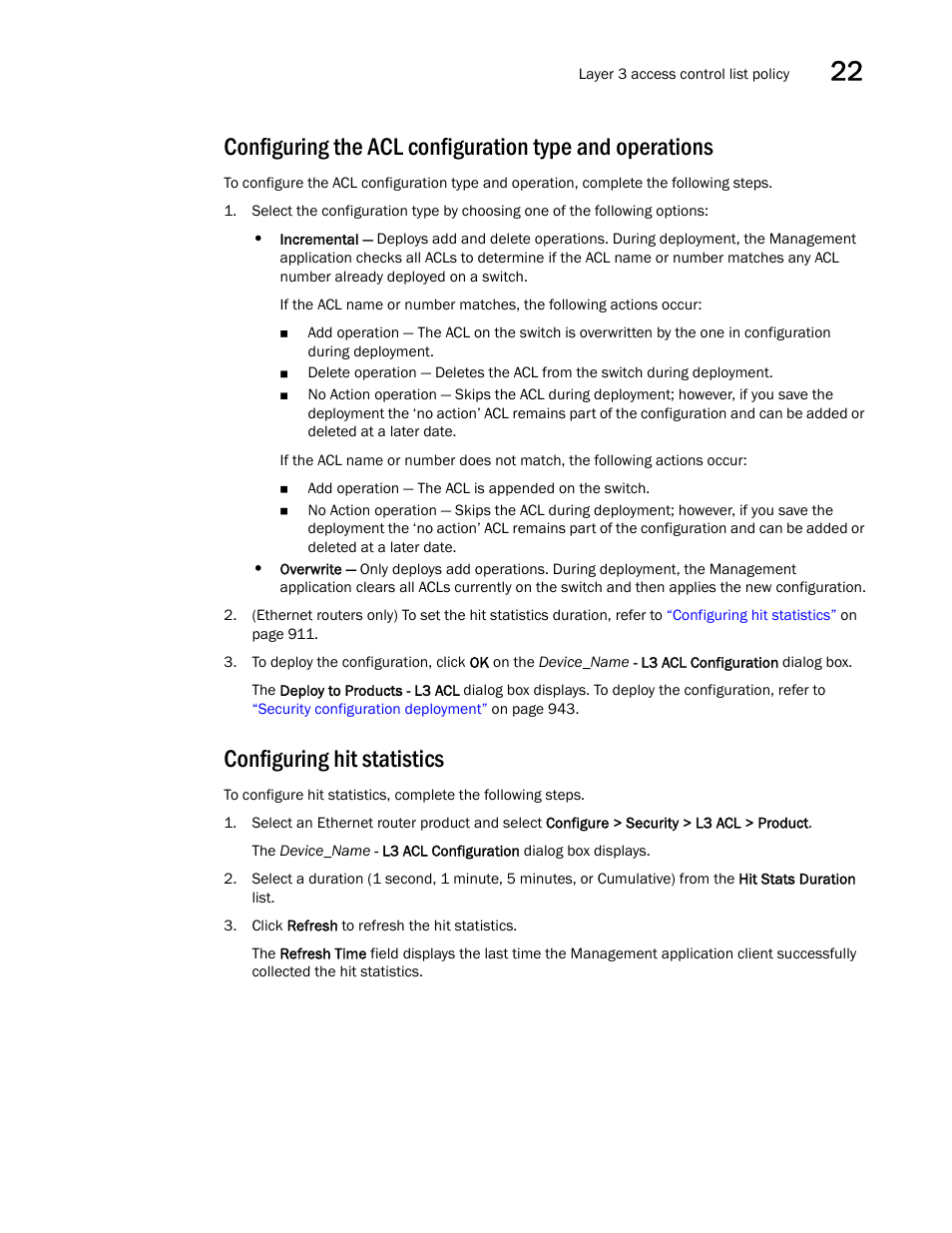 Configuring hit statistics, Configuring the acl configuration type, And operations | Brocade Network Advisor SAN + IP User Manual v12.3.0 User Manual | Page 983 / 2702