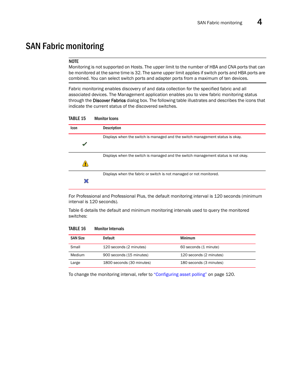 San fabric monitoring | Brocade Network Advisor SAN User Manual v12.1.0 User Manual | Page 103 / 1690
