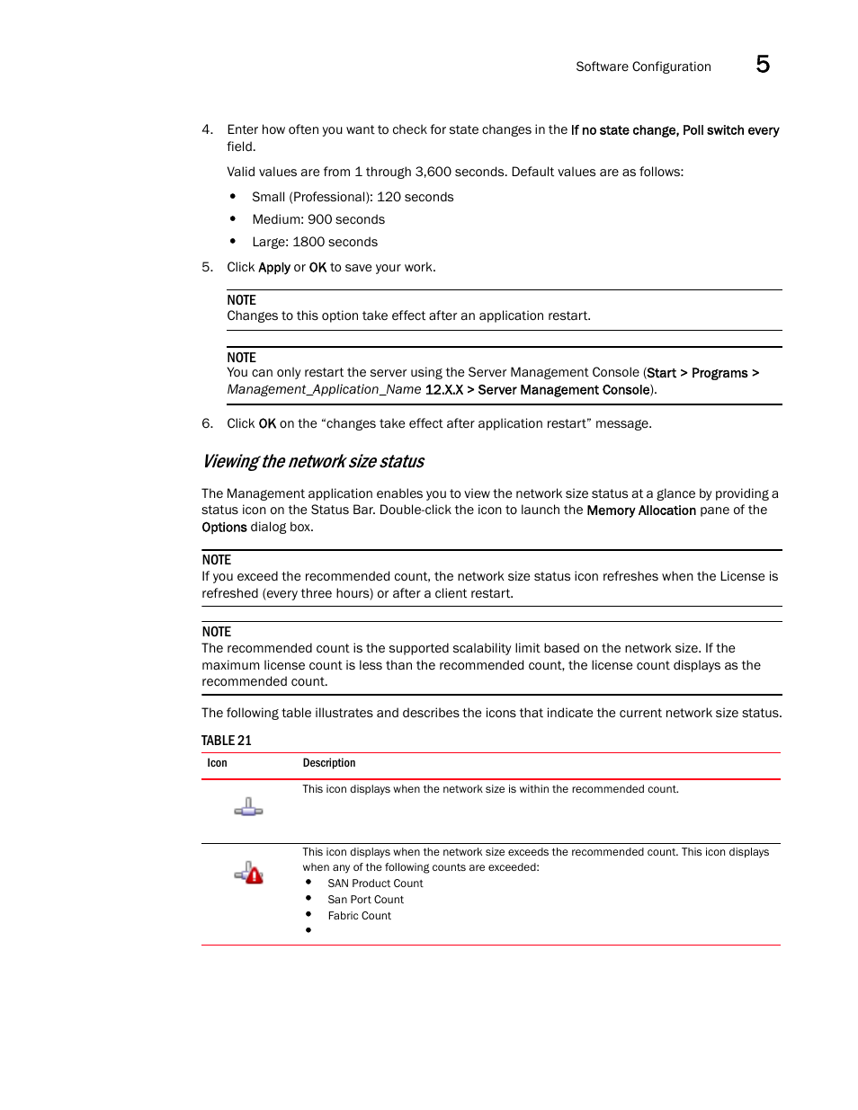Viewing the network size status | Brocade Network Advisor SAN User Manual v12.1.0 User Manual | Page 171 / 1690