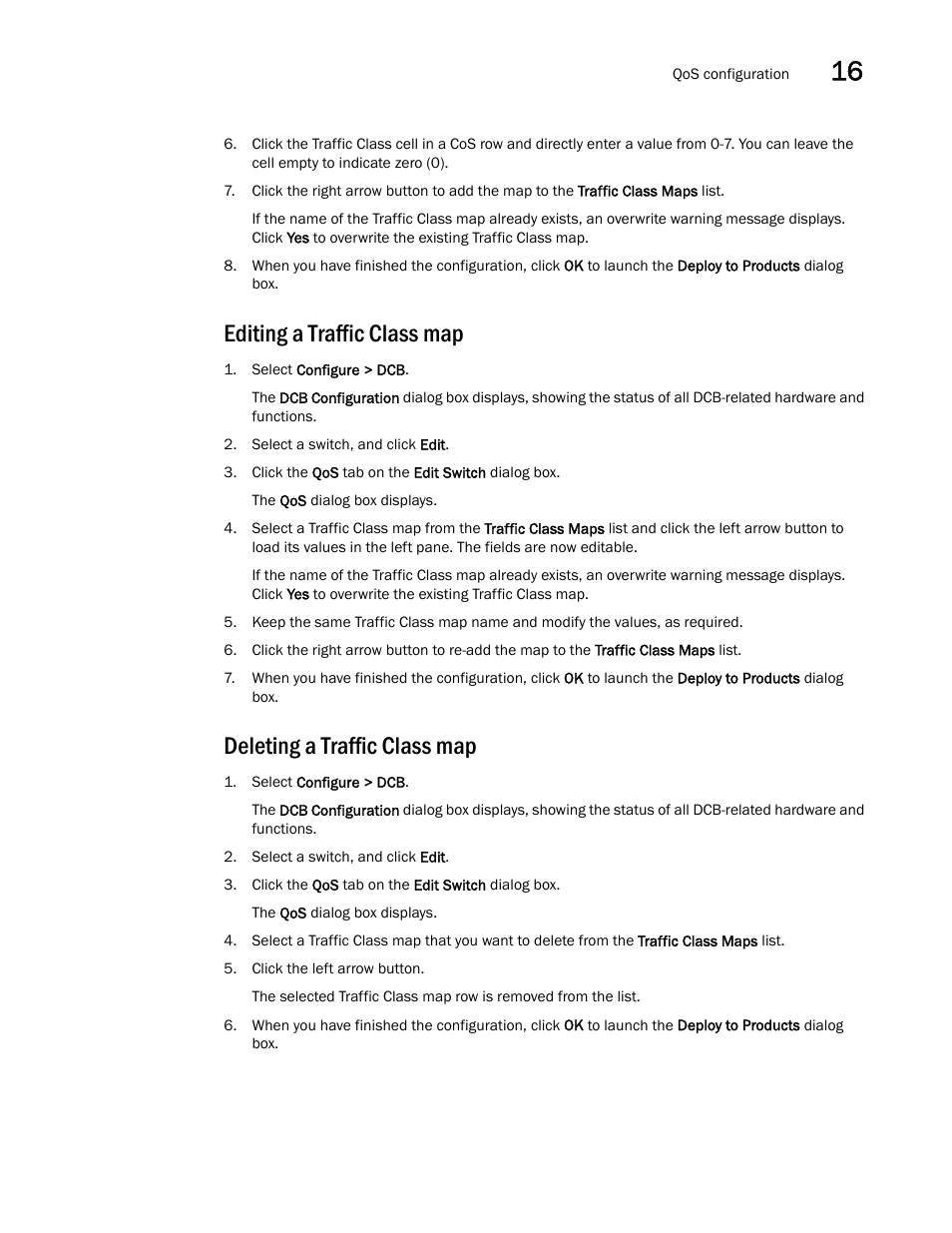 Editing a traffic class map, Deleting a traffic class map | Brocade Network Advisor SAN User Manual v12.1.0 User Manual | Page 545 / 1690