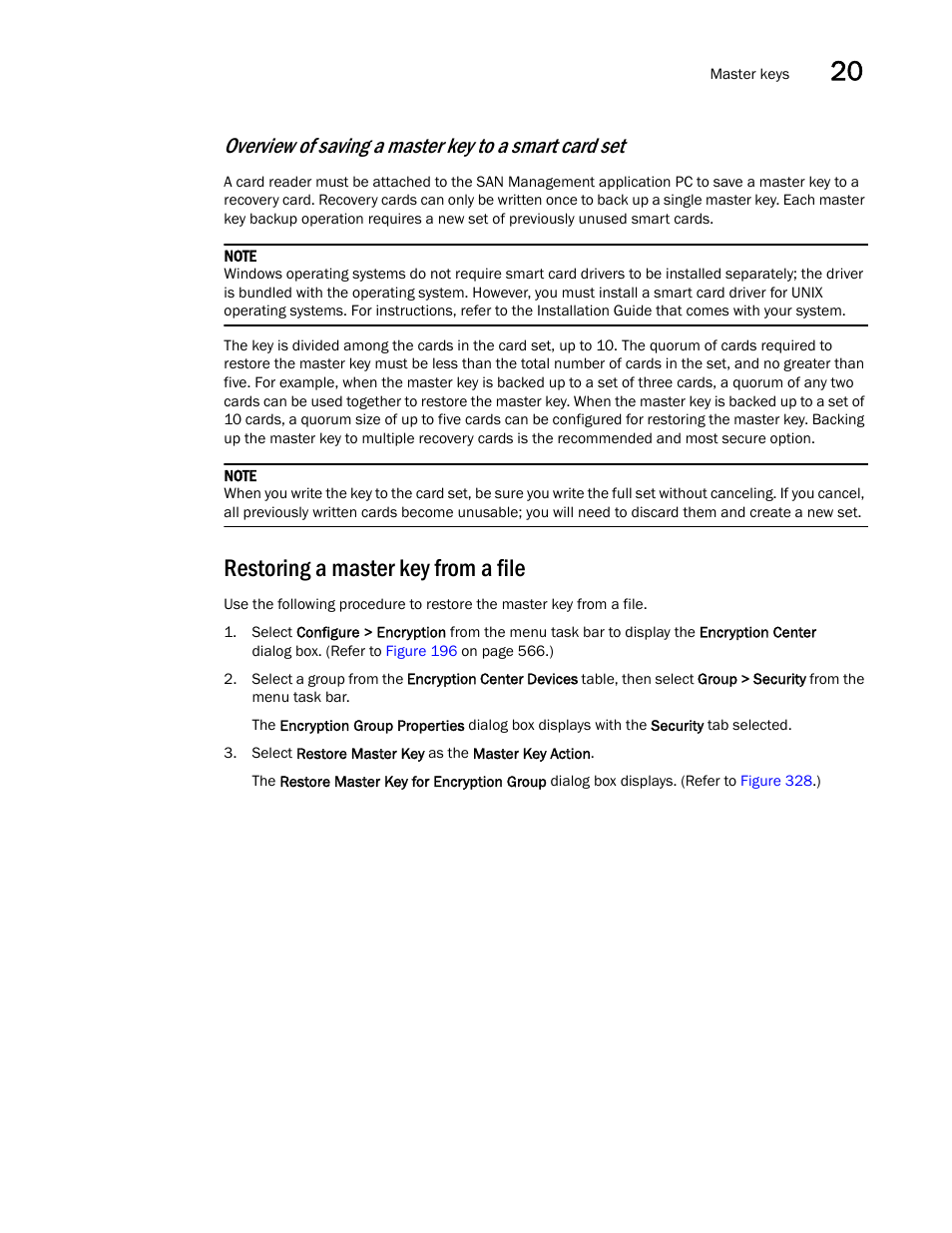 Restoring a master key from a file | Brocade Network Advisor SAN User Manual v12.1.0 User Manual | Page 767 / 1690