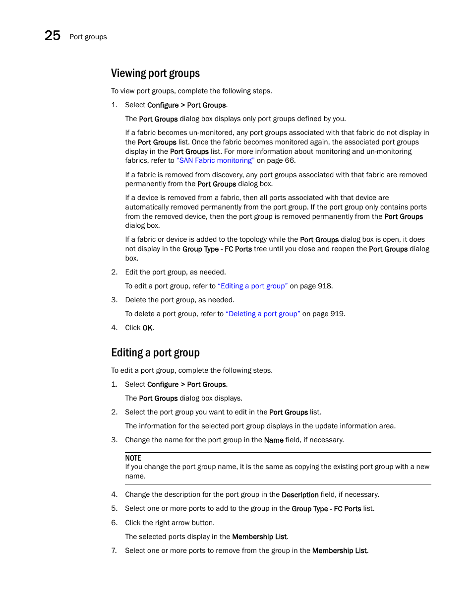Viewing port groups, Editing a port group | Brocade Network Advisor SAN User Manual v12.1.0 User Manual | Page 966 / 1690