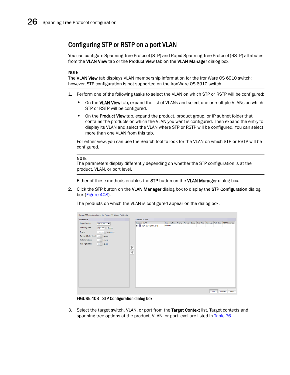 Configuring stp or rstp on a port vlan | Brocade Network Advisor SAN User Manual v12.1.0 User Manual | Page 982 / 1690