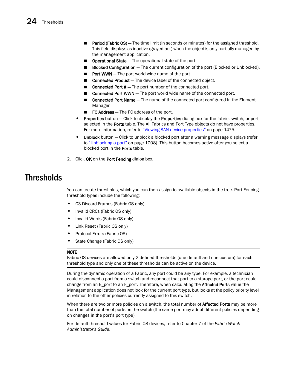 Thresholds | Brocade Network Advisor SAN User Manual v12.3.0 User Manual | Page 1048 / 1940