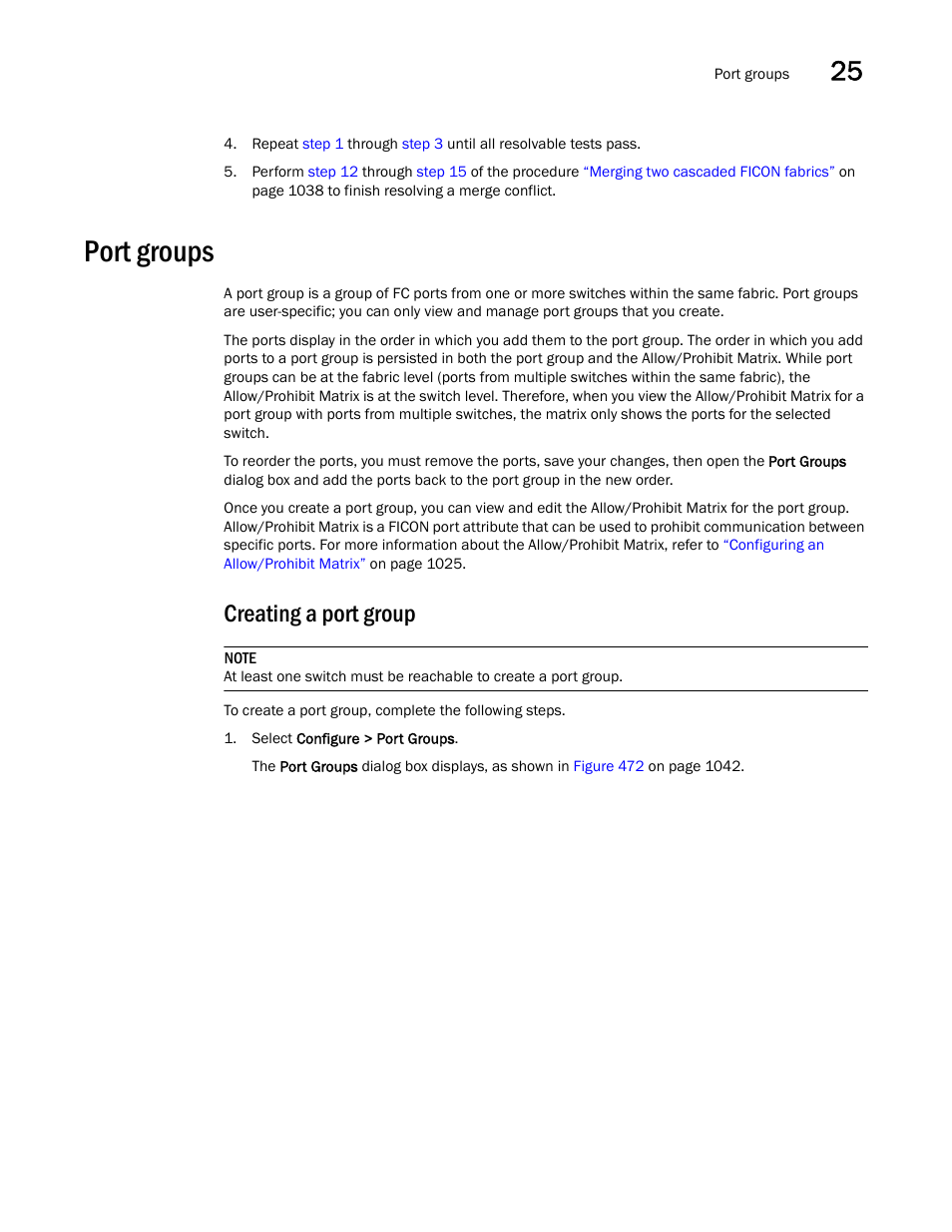 Port groups, Creating a port group, Creating a port group 1 | Port groups 1, Step 4 | Brocade Network Advisor SAN User Manual v12.3.0 User Manual | Page 1093 / 1940