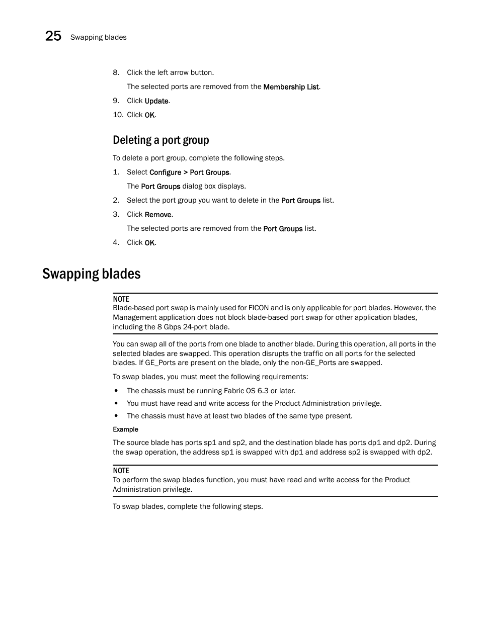 Deleting a port group, Swapping blades, Swapping blades 4 | Brocade Network Advisor SAN User Manual v12.3.0 User Manual | Page 1096 / 1940