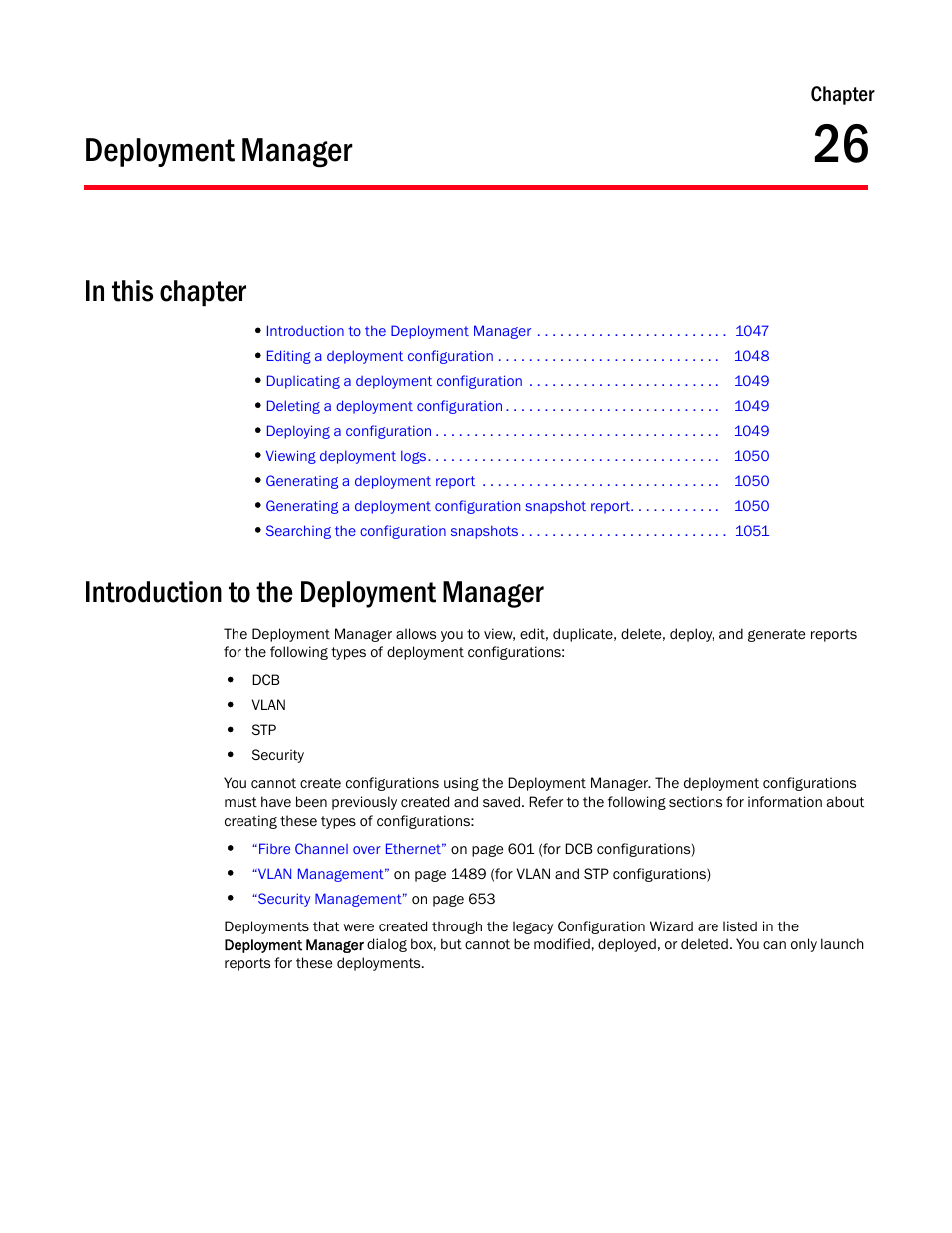 Deployment manager, Introduction to the deployment manager, Chapter 26 | Chapter 26, “deployment manager | Brocade Network Advisor SAN User Manual v12.3.0 User Manual | Page 1099 / 1940