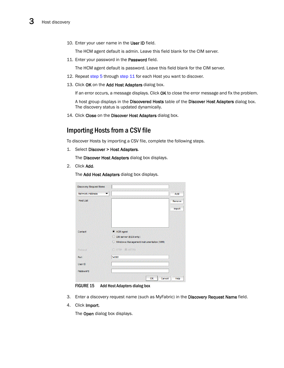 Importing hosts from a csv file, Step 13 | Brocade Network Advisor SAN User Manual v12.3.0 User Manual | Page 110 / 1940