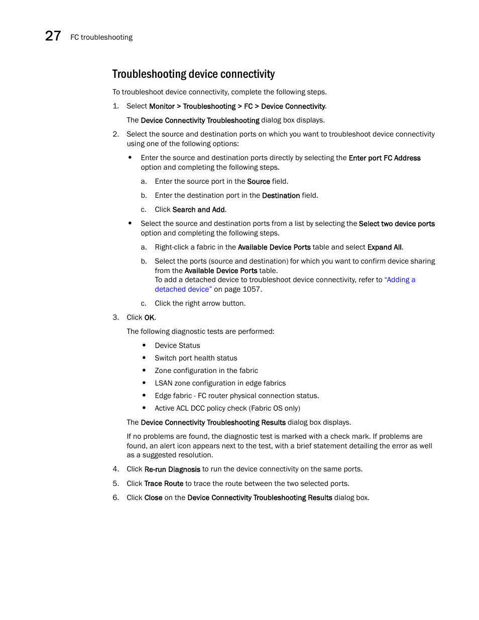 Troubleshooting device connectivity | Brocade Network Advisor SAN User Manual v12.3.0 User Manual | Page 1108 / 1940