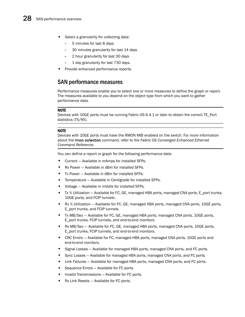 San performance measures, San performance measures 8 | Brocade Network Advisor SAN User Manual v12.3.0 User Manual | Page 1120 / 1940