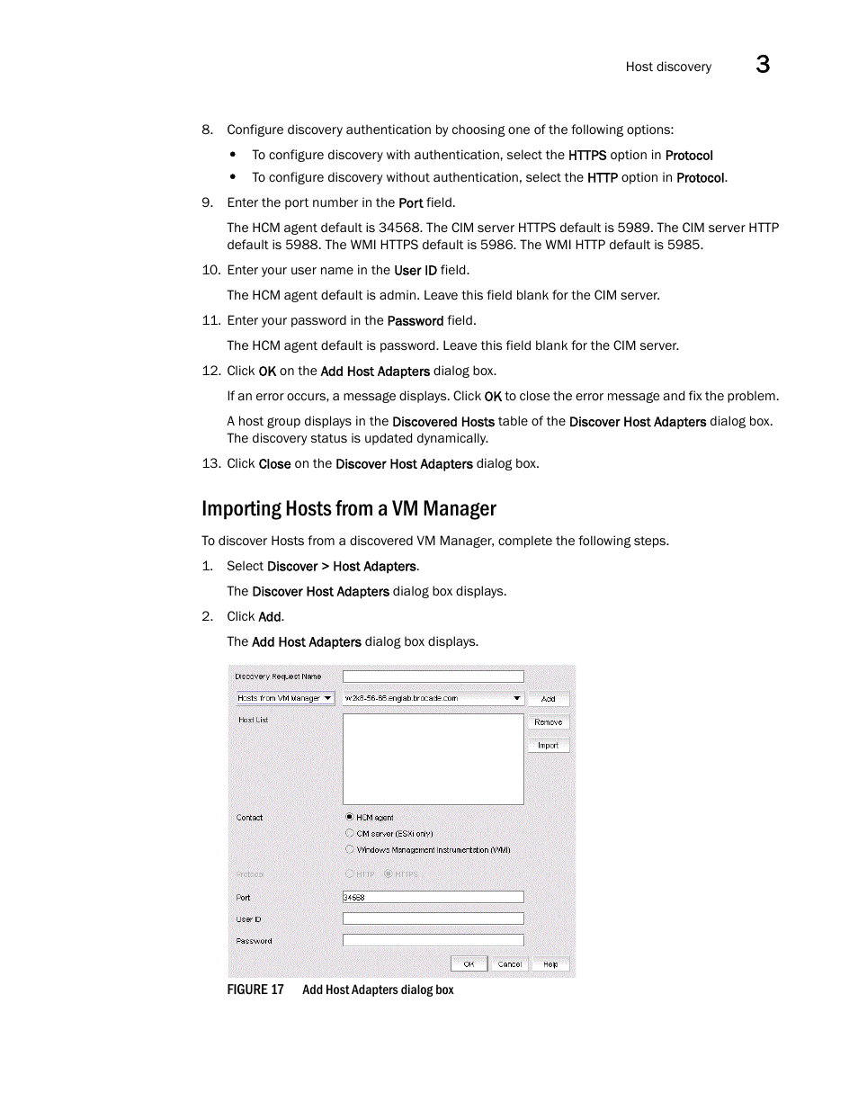 Importing hosts from a vm manager, Step 9, Step 8 | Step 12 | Brocade Network Advisor SAN User Manual v12.3.0 User Manual | Page 113 / 1940