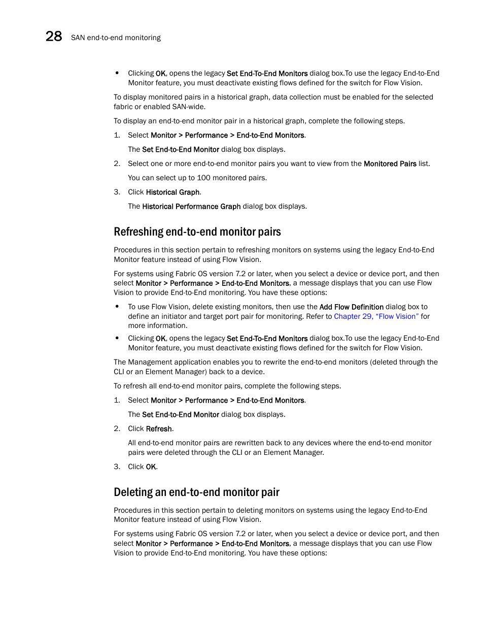 Refreshing end-to-end monitor pairs, Deleting an end-to-end monitor pair | Brocade Network Advisor SAN User Manual v12.3.0 User Manual | Page 1146 / 1940