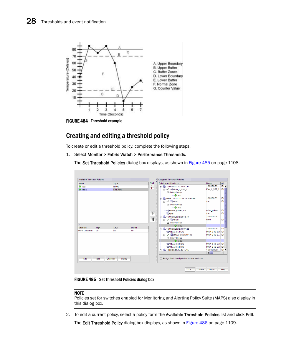 Creating and editing a threshold policy, Figure 484 | Brocade Network Advisor SAN User Manual v12.3.0 User Manual | Page 1160 / 1940