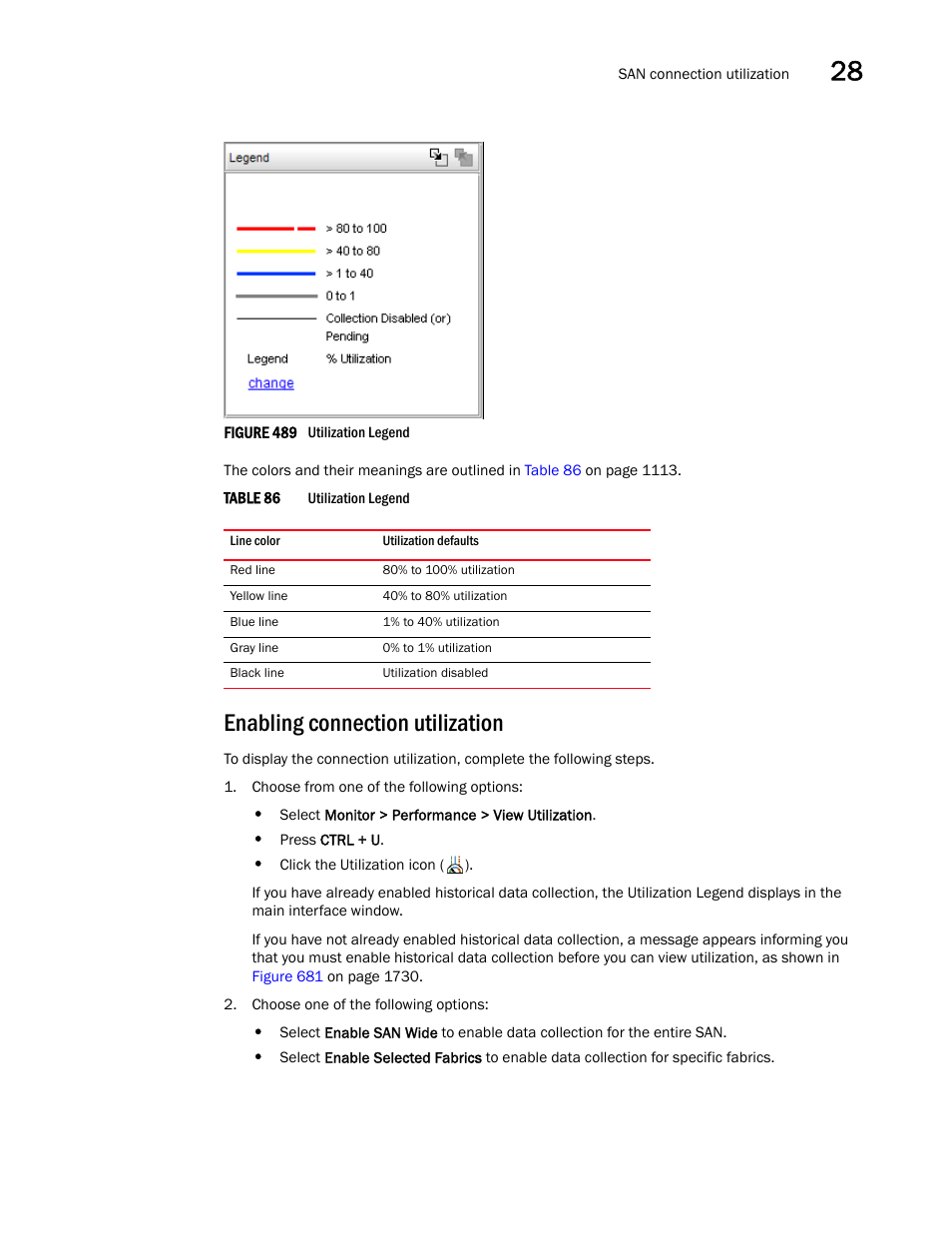 Enabling connection utilization | Brocade Network Advisor SAN User Manual v12.3.0 User Manual | Page 1165 / 1940