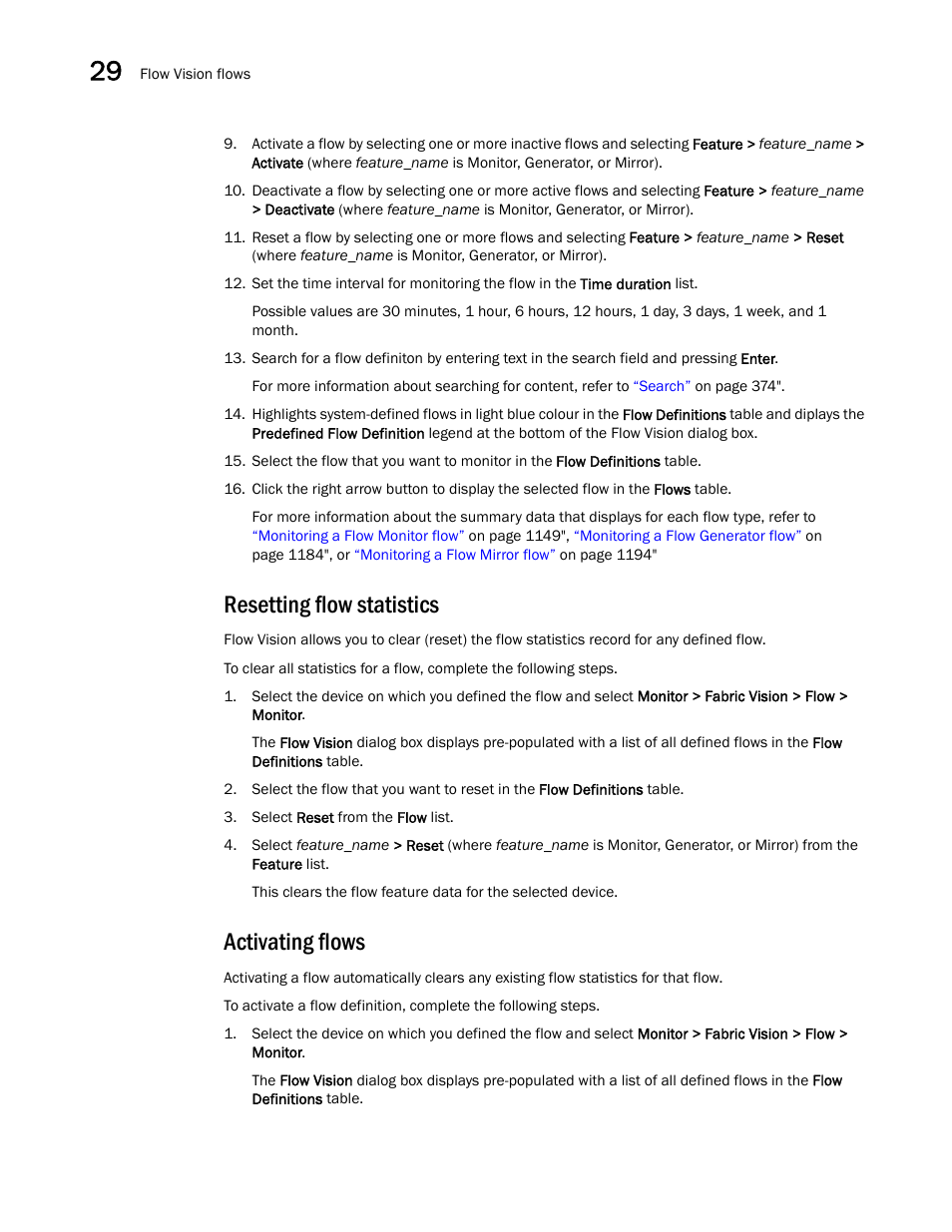 Resetting flow statistics, Activating flows | Brocade Network Advisor SAN User Manual v12.3.0 User Manual | Page 1188 / 1940