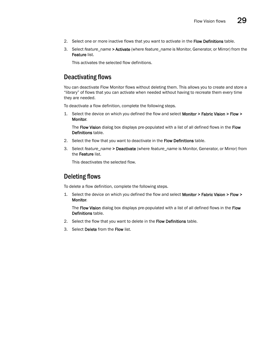 Deactivating flows, Deleting flows | Brocade Network Advisor SAN User Manual v12.3.0 User Manual | Page 1189 / 1940